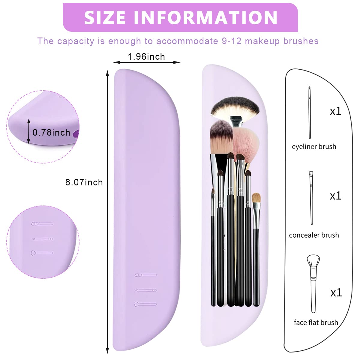 MAYCREATE Makeup Brush Holder Travel Silicone Cosmetic Face Brushes Holder, Portable Soft and Sleek Makeup Brush Organizer Pouch Tools (Purple) MAYCREATE Makeup Brush Holder Travel Silicone Cosmetic Face Brushes Holder, Portable Soft and Sleek Makeup Brush Organizer Pouch Tools (Purple)
